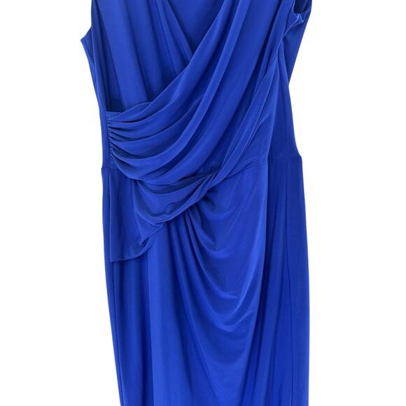 Ralph Lauren Dress Women's Plus Blue Ruched Sleeveless Cocktail Hour Size 14 - Picture 4 of 9